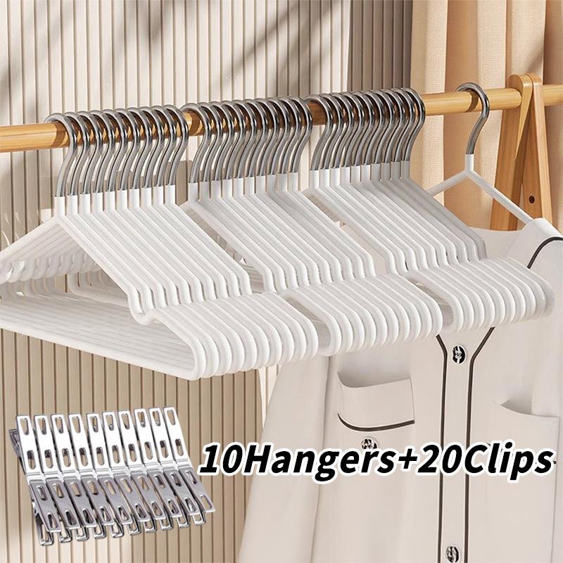 10 вешалок+20 зажимов, Сверхпрочные бархатные вешалки для одежды, Хранение в прачечной, Компактные вешалки для одежды, Стойка для одежды