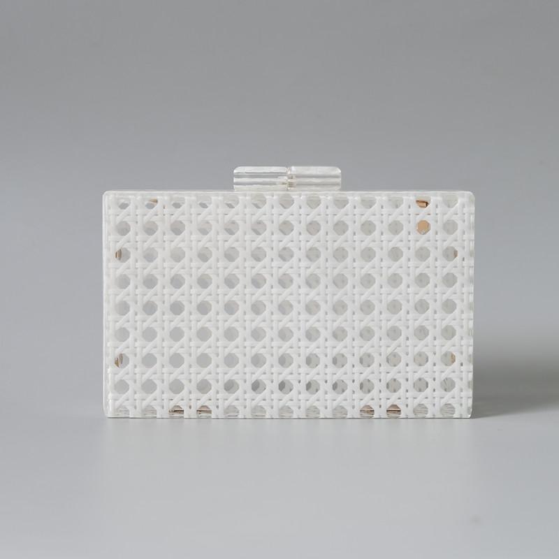 Новые модные сумки, модные женские сумки, белые однотонные акриловые сумки из ротанга, роскошная вечерняя вечерняя сумка, женская повседневная милая сумка-клатч в коробке