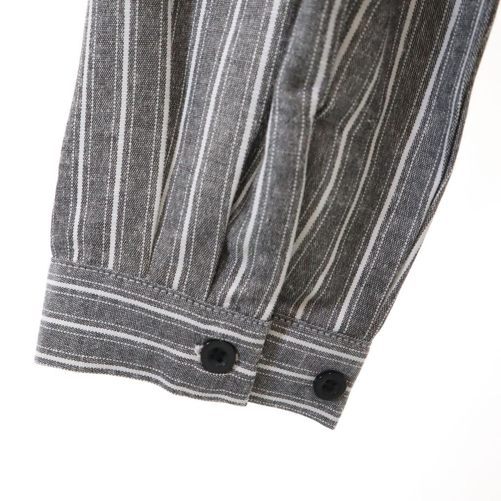 n'Or LABEL Striped Pattern Long Sleeve Shirt Switching Parker F Gray Women Used