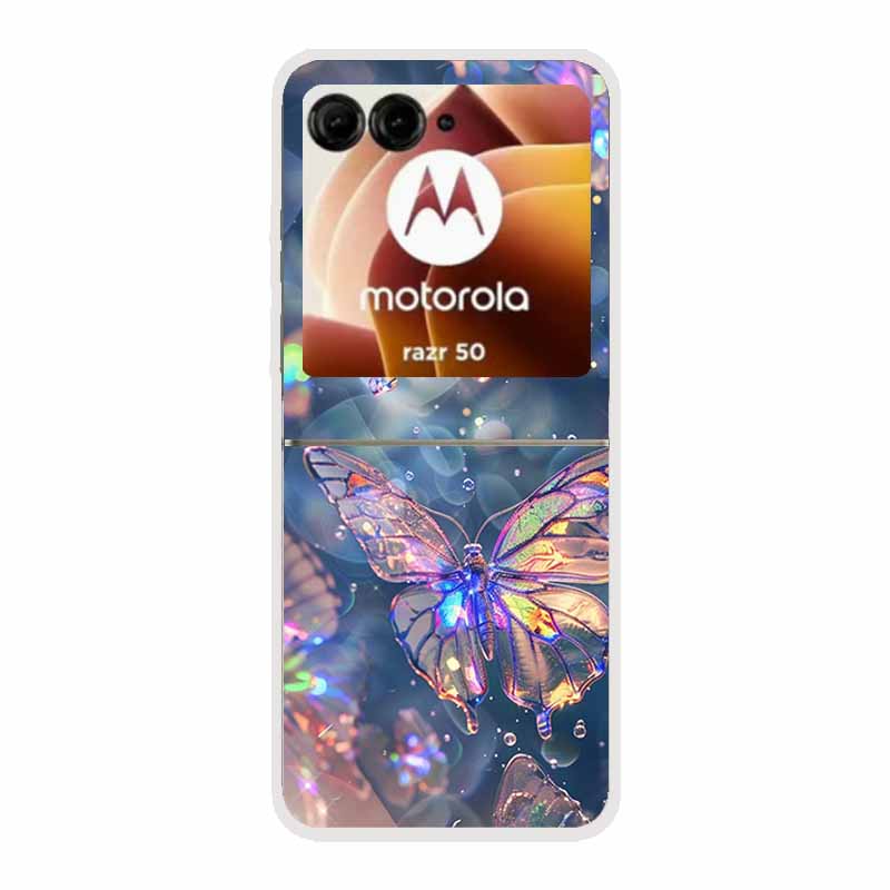 Чехол для Moto Razr 50 Прозрачный Пластик Жесткий Окрашенный Космический Прозрачные Чехлы для Телефона для Motorola Razr 60 50 Coque Razr 2024 PC Чехлы