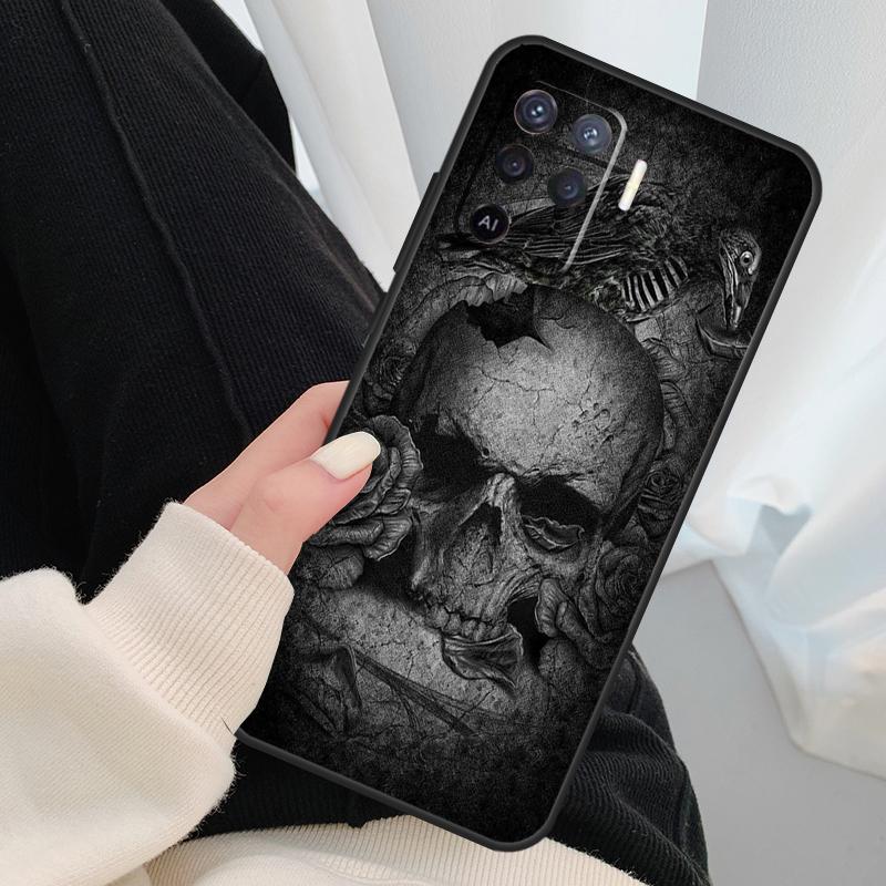 Чехол-череп с вороном для OPPO A15 A16 A1K A54 A74 A94 A52 A72 A83 A91 A93 A53S A5 A9 A31 A53 2020