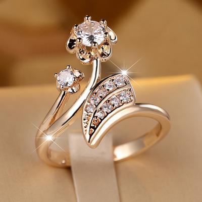 Роскошные кольца из белого циркония в виде цветка и листа для женщин и девочек, золотые украшения для свадьбы и помолвки