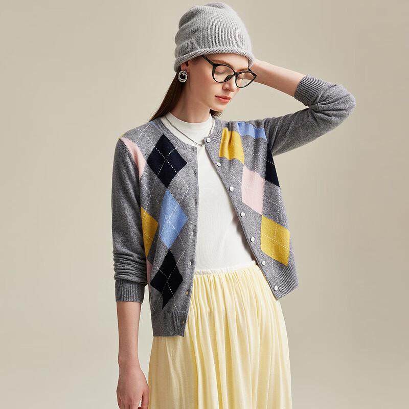 Женский кардиган Zhaojun из чистого кашемира ромбовидной вязки