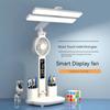 Double Head Led Desk Lamp Multifunctional Night Light With Calendar Clock Temperature Fan Pen Holder Home Table Light