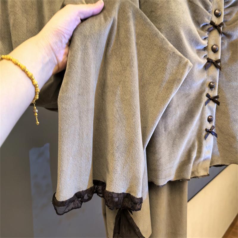 Женская модная осенне-зимняя пижама с нагрудными вкладышами - Уютная, элегантная и стильная флисовая домашняя одежда