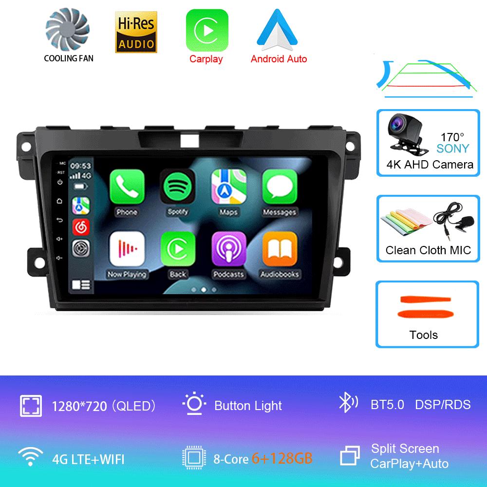 Автомобильное радио Android 14 Carplay для MAZDA 2007 2008 2009 2010 - 2014 CX-7 CX7 CX 7 Навигация GPS Мультимедийный проигрыватель стерео Wi-Fi BT