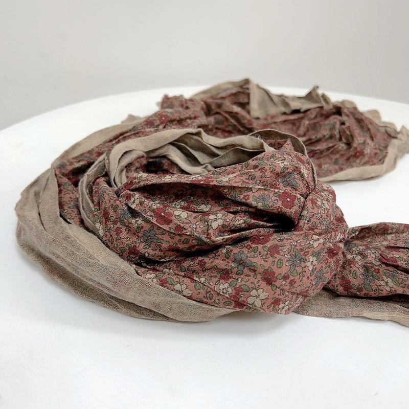 Корейский Хлопковый Ретро Шарф Весна И Осень Новый Цветочный Шарф Модный Женский Тонкий Дышащий Платок