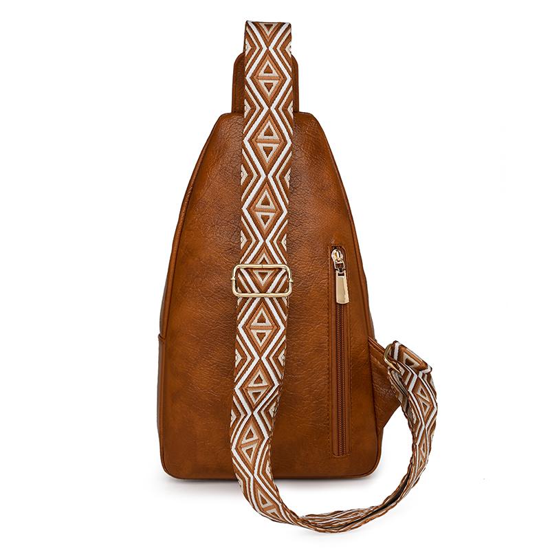 Женская нагрудная сумка, винтажная сумка через плечо из ПУ, многофункциональная сумка через плечо