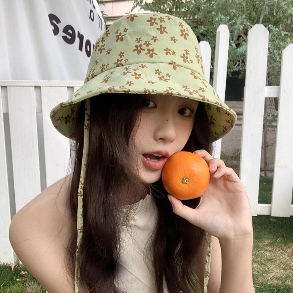 Adjustable Fisherman Hat Broken Flowers Sunshade Hat Sweet Women Sunscreen Hat Outdoor