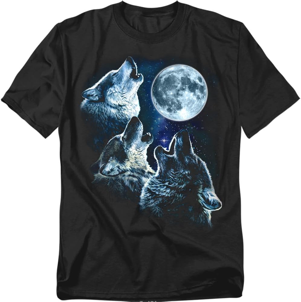 Three Wolves Howling Moon Graphic T-shirt