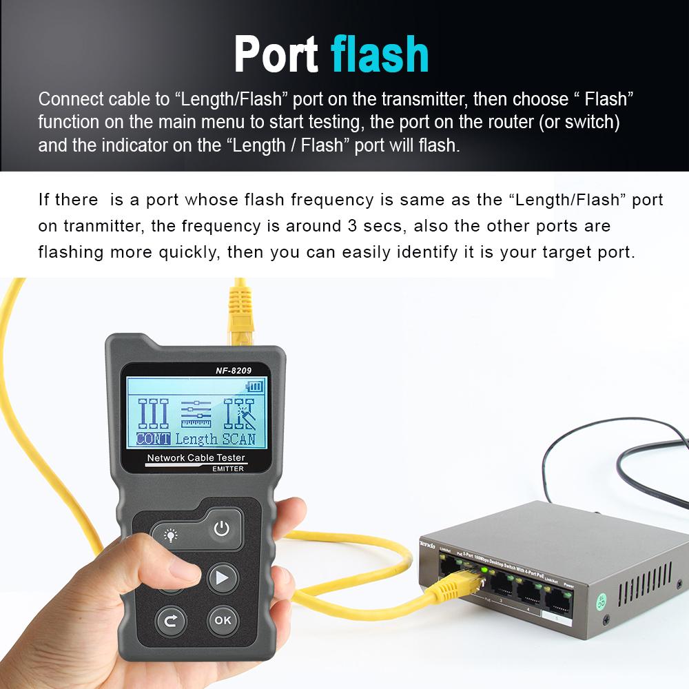 NF-8209 Тестер кабеля Многофункциональный ЖК-тестер сетевого кабеля Тестер проводов Тестер PoE Встроенный тестер напряжения и тока PoE