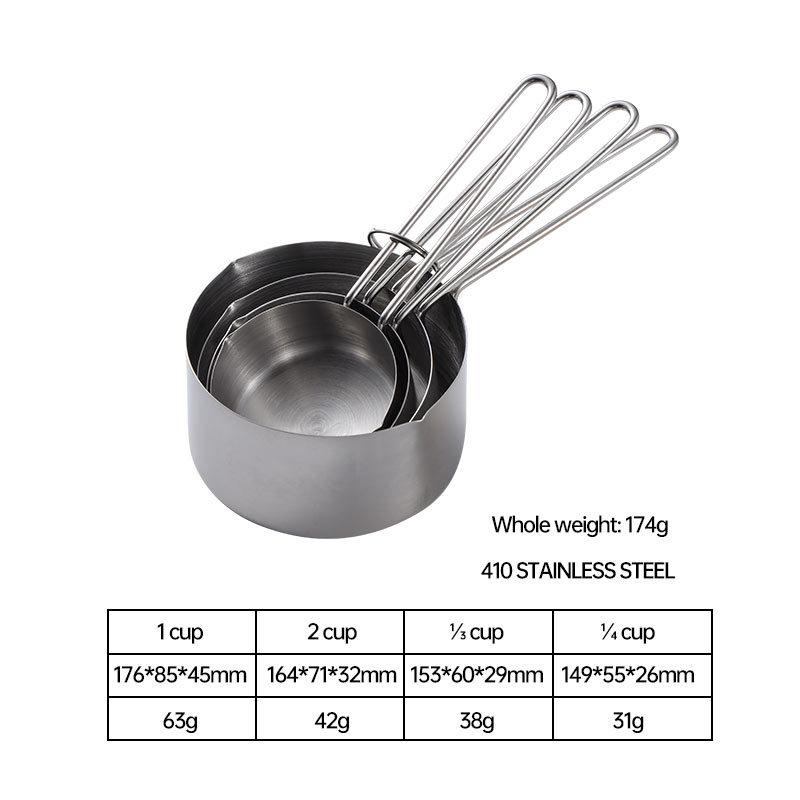 4PCS Measuring Cups Spoons Set For Baking Cake Pastry Utensils Stainless Steel Handle Flour Sugar Scoop Kitchen Measuring Tools
