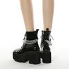 Готические черные ботинки для женщин, сексуальные ботинки на платформе с массивным каблуком и цепочкой, женские ботильоны в панк-стиле на молнии