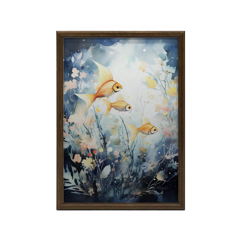 Świat Podwodnej Delikatności Świat Podwodnej Delikatności, 50X70 Cm, Rama Aluminiowa Złota, Papier Matowy 230 Gsm