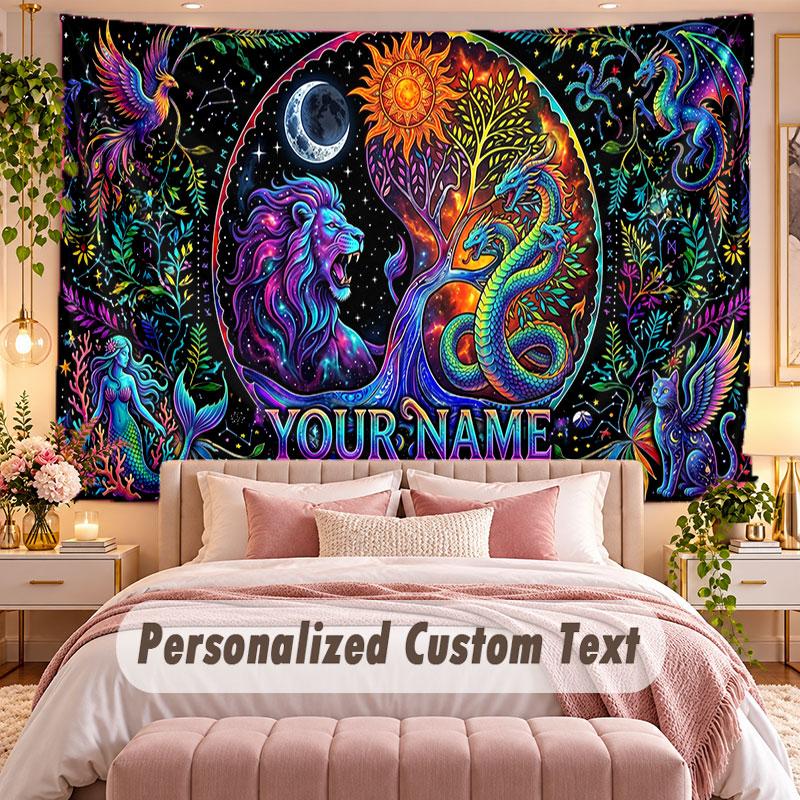 Sunset Landscape (14) Theme Wall Tapestry Customized With Name Text Personalized Hanging Tapestry For Bedroom Living Room Decor