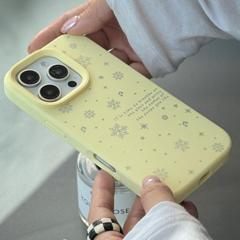 Ins Winter Snowflake Liquid Silicone Phone Case For iPhone 17 16 15 14 13 12 11 Pro Max Plus Air Camera Control Button Cover