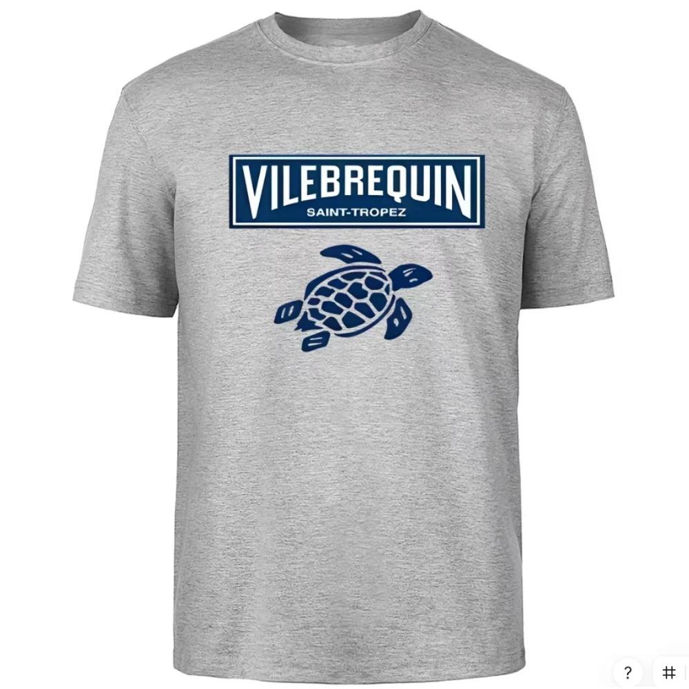 Повседневная белая футболка Vilebrequin 100% хлопок с принтом черепахи для лета