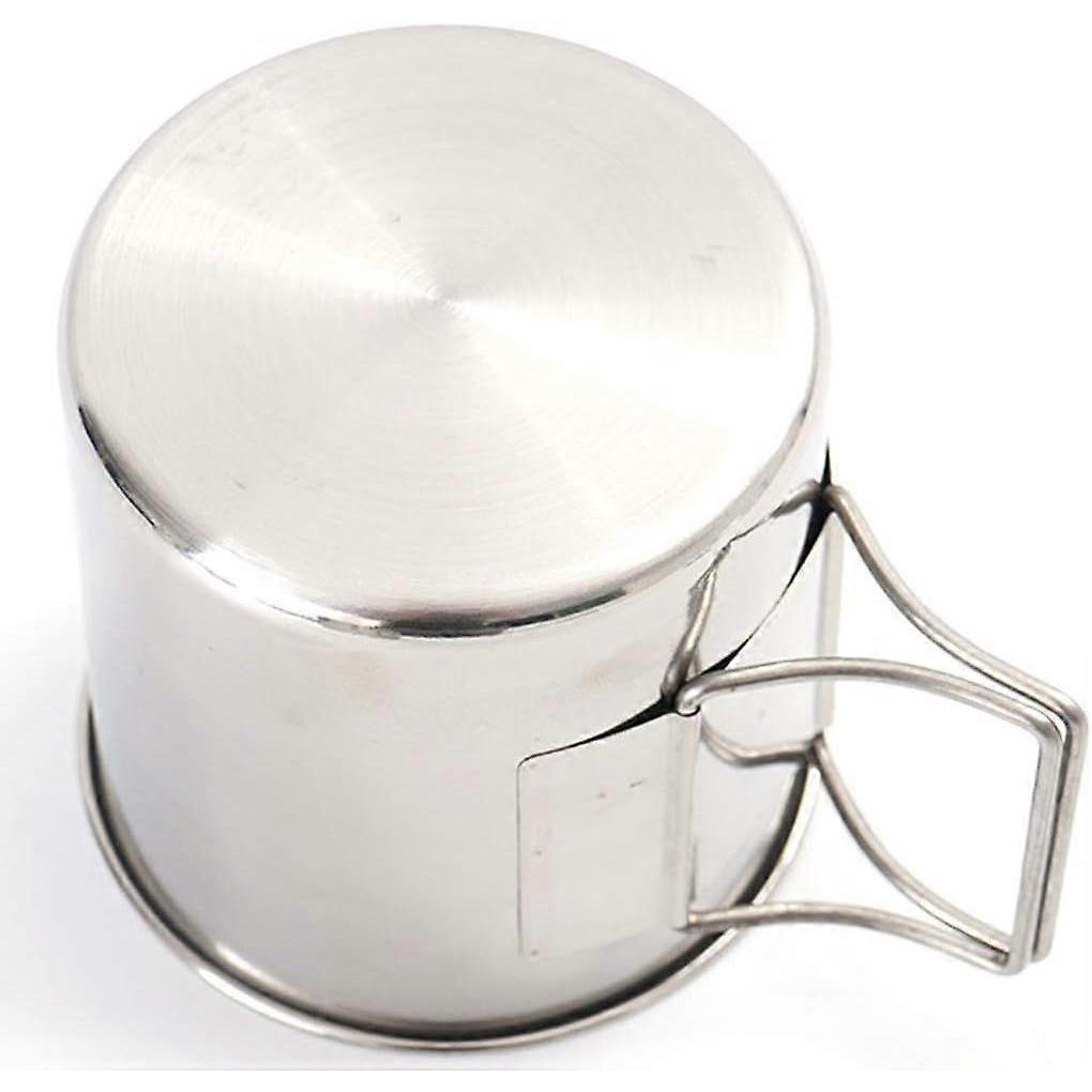 Camping Campfire Mug with Handle, Folding Big Stainless Steel Cup 4 Piece Set