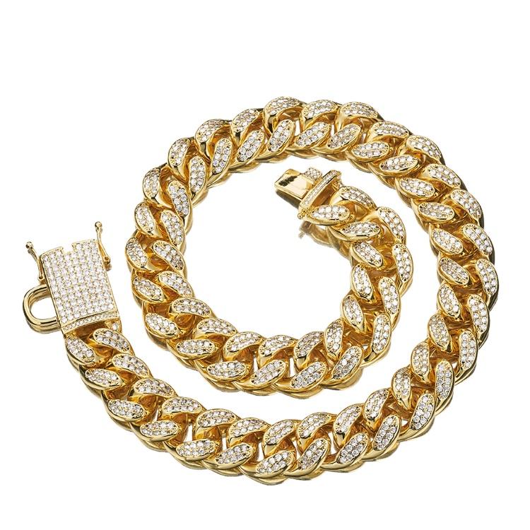 Luxury 18mm Stainless Steel Gold Chain Dog Collar with Solid Pattern