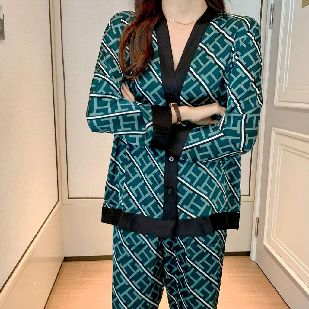 Spring Autumn Comfortable Letter Pattern Women Pyjamas Home Suit Fashion Thin Long Sleeve Set Pajamas