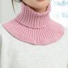 Women Fake Scarf High Collar Twist Texture Ruffle Trim Solid Color Knitting Collar Autumn Winter Thickened Warm False Collar