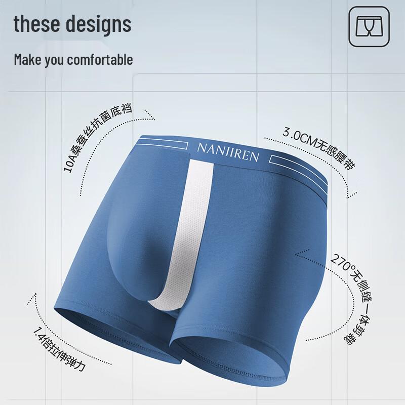 Men's Antibacterial Cotton Blend Boxer Briefs 4-Pack