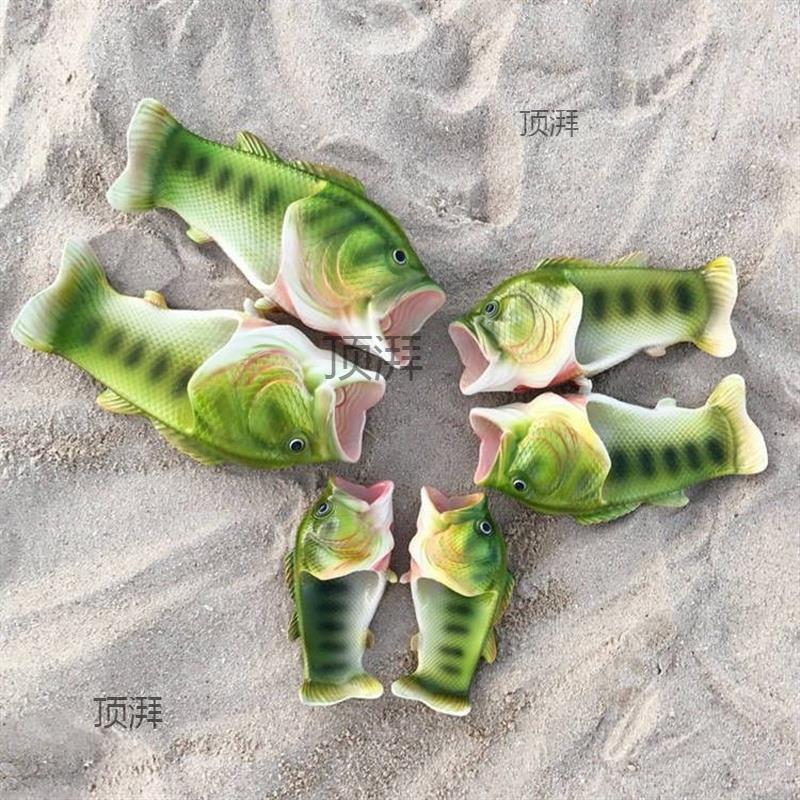 Забавная мужская обувь с открытым носком, женские шлепанцы-рыбки для улицы, парные, семейные, с мультяшными животными, шлепанцы больших размеров 46 47, мужская обувь