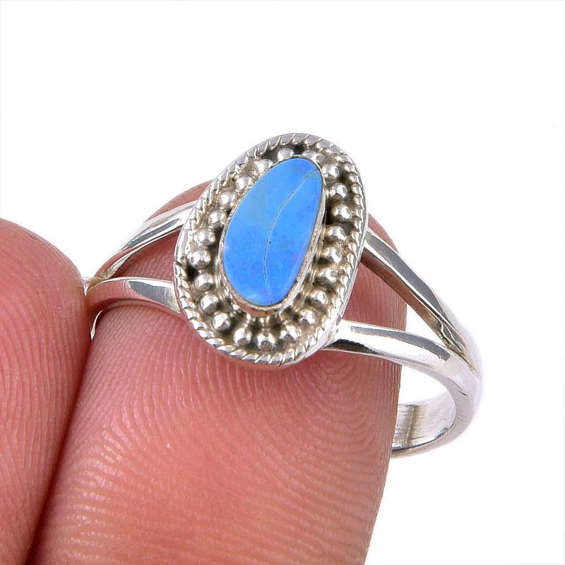 Natural Australian Opal Gemstone 925 Solid Sterling Silver Ring Size 8.5 D3I92