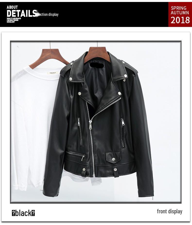 Новая женская черная приталенная мотоциклетная куртка из ПУ кожи - Весна и Осень, большие размеры