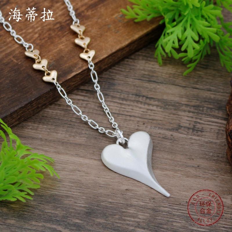 New Brushed Irregular Love Long Pendant Women's Simple High-end Heart-shaped Versatile Long Necklace