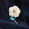 Xiliang Concubine Mother-of-Pearl & Blue Turquoise Peach Blossom Brooch – Elegant Coat Accessory Pin