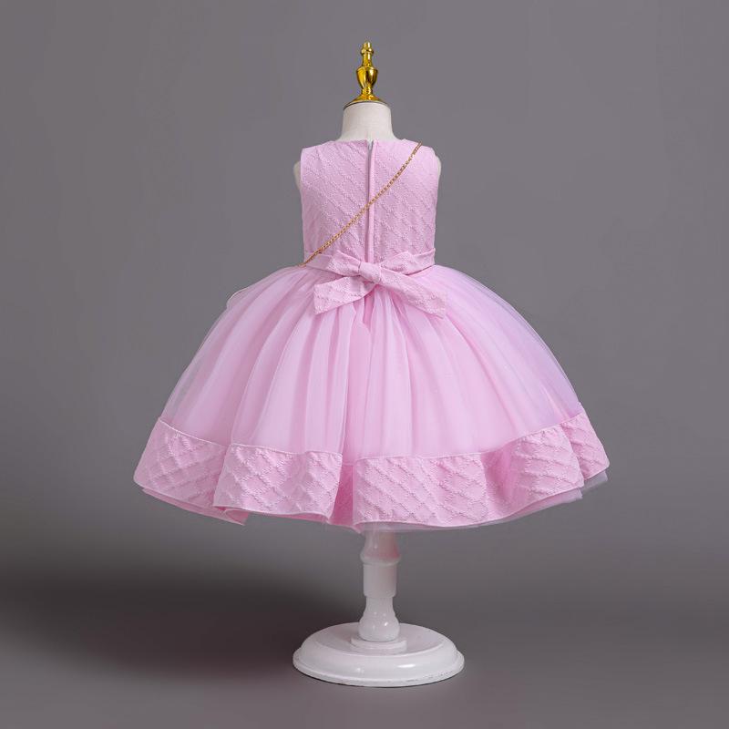 Новое платье принцессы из 3 предметов для девочек, элегантное платье с длинными рукавами и вышивкой для девочек, детское платье для дня рождения + комплект сумок