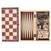 1 Set 3-In-1 Chess Board Game Wooden Chess Checker Backgammon Game Foldable Portable