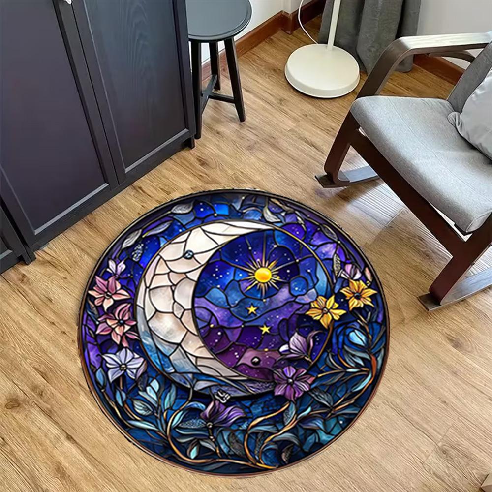 1pc home carpet with stained glass design non slip office decor gift living room bedroom