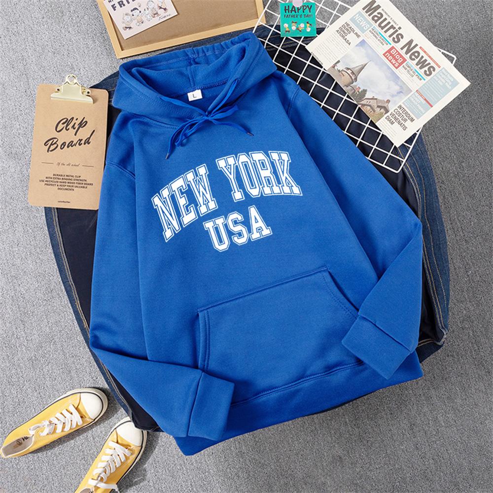 NEW YORK USA Женская толстовка с капюшоном уличная повседневная свободная толстовка осенняя флисовая с капюшоном хип-хоп O-образным вырезом женская одежда