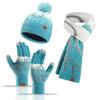 Winter Knitted Women's Jacquard Thickened Imitation Mink Scarf, Hat and Gloves Three-piece Set