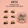 3/6Pcs Size#10 Artificial Bumble Bee Fishing Lures-Dry Flies For Bass Trout Fishing Outdoor Fishing Baits Lure