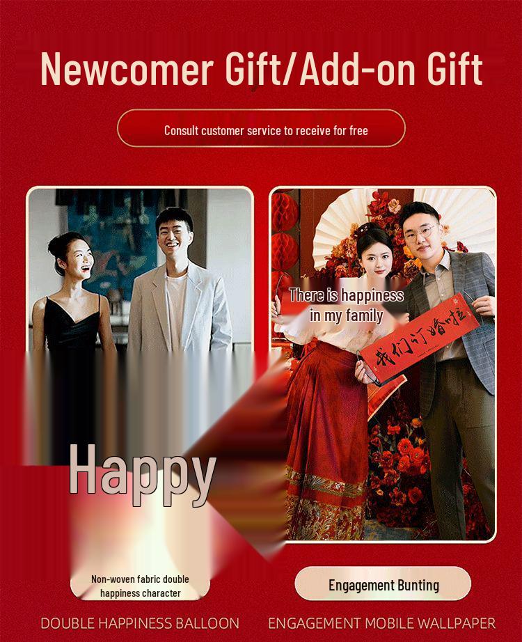 Chinese Wedding Banquet Decoration Set with Engagement Backdrop and Tabletop Ornaments