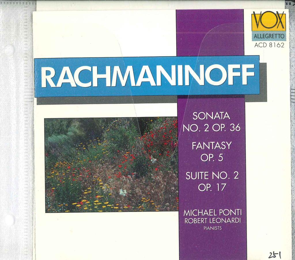 CD РАХМАНИНОВ - Соната , Фантазия , Сюита ACD8162 VOX Япония Классика Б/У