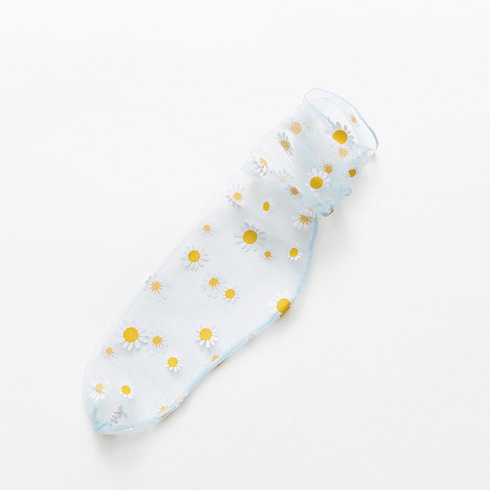 Женские прозрачные чулки, сексуальные сетчатые носки в стиле Харадзюку, шифоновые кружевные носки с оборками, женские кружевные носки с ромашками