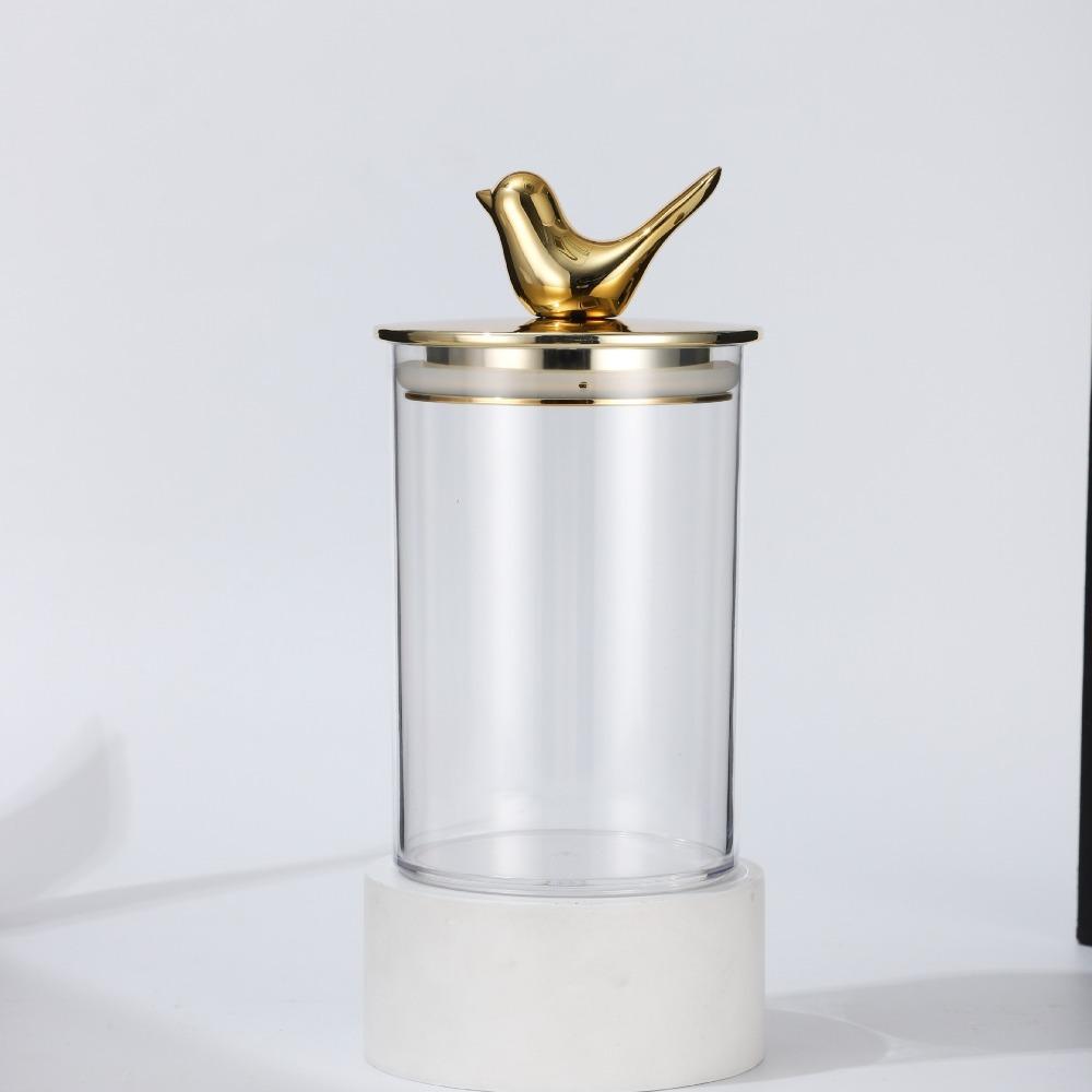 Прозрачная стеклянная банка для хранения сухих продуктов с крышкой в виде золотой птицы, герметичная банка для домашнего хозяйства, влагостойкая коробка для хранения зерна