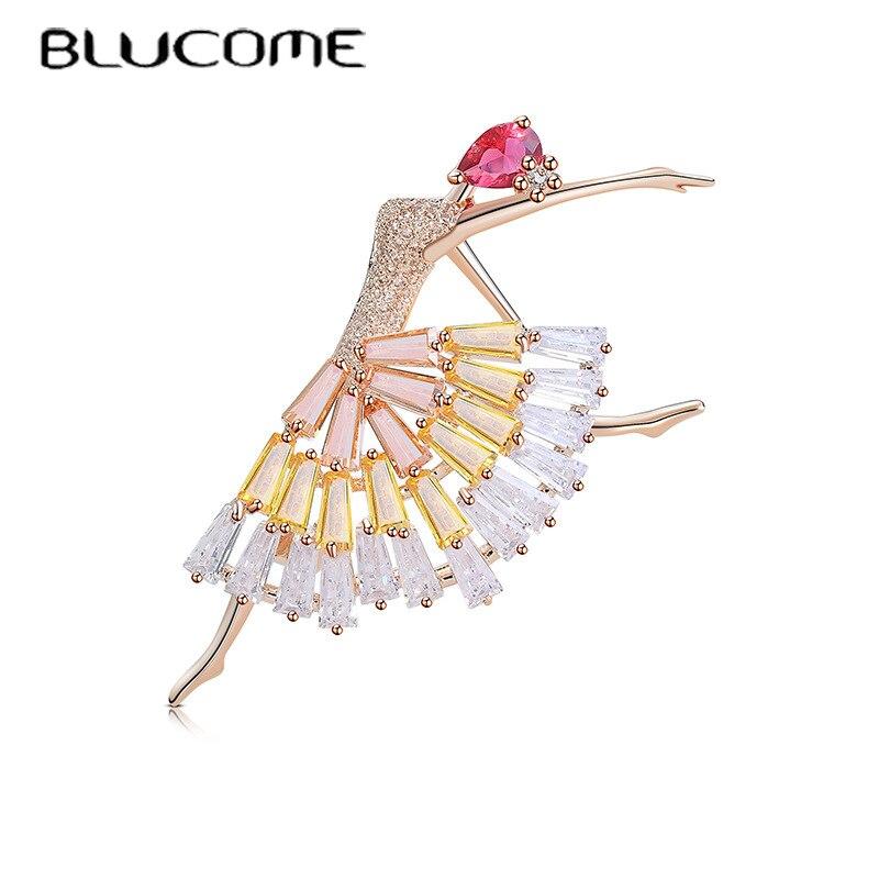 Blucome Quality Dancer Sahpe Fashion Brooches for Women Men Suit Dress Hijiab Pins