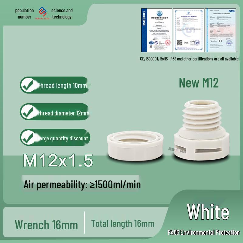 M12 Waterproof Breathable Nylon Automatic Vent and Pressure Relief Valve for Fermentation