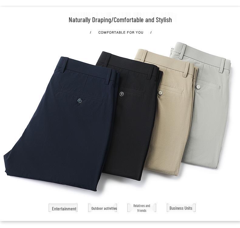 Men's Ice Silk Stretch Summer Business Casual Pants