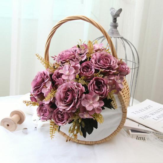 Искусственное растение с высокой имитацией, декоративное украшение, не требующее ухода, простой цветок розы, искусственное растение, букет на день рождения для офиса