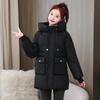 Winter Thickened Medium-length Cotton Jacket Female 2023 New Loose Big Yards Hooded Cotton Jacket Fashion Cotton Coat Jacket