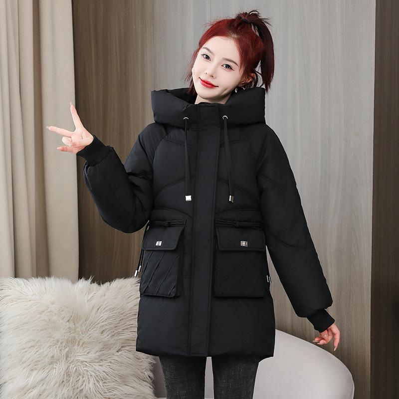 Winter Thickened Medium-length Cotton Jacket Female 2023 New Loose Big Yards Hooded Cotton Jacket Fashion Cotton Coat Jacket