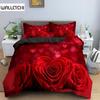 Valentine's Day Wedding Bedding Set 2/3 Pcs Luxurious Rose Love Heart Duvet Cover King Microfiber 3D Red Rose Print Quilt Cover