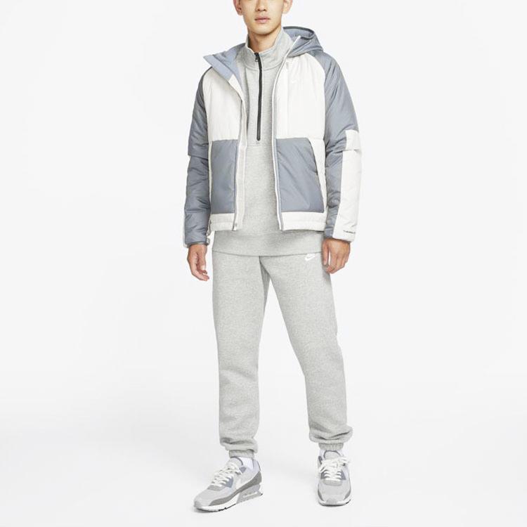 Nike Мужская пуховая куртка Серая с капюшоном Умеренная Стеганая пуховая куртка DD6858-084