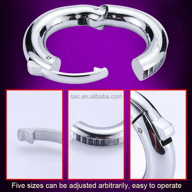 SacKnove Adjustable Adult Silver Phimosis Scrotum Anti Slip Foreskin Penis Sex Toys Stainless Steel Cock Rings for Men